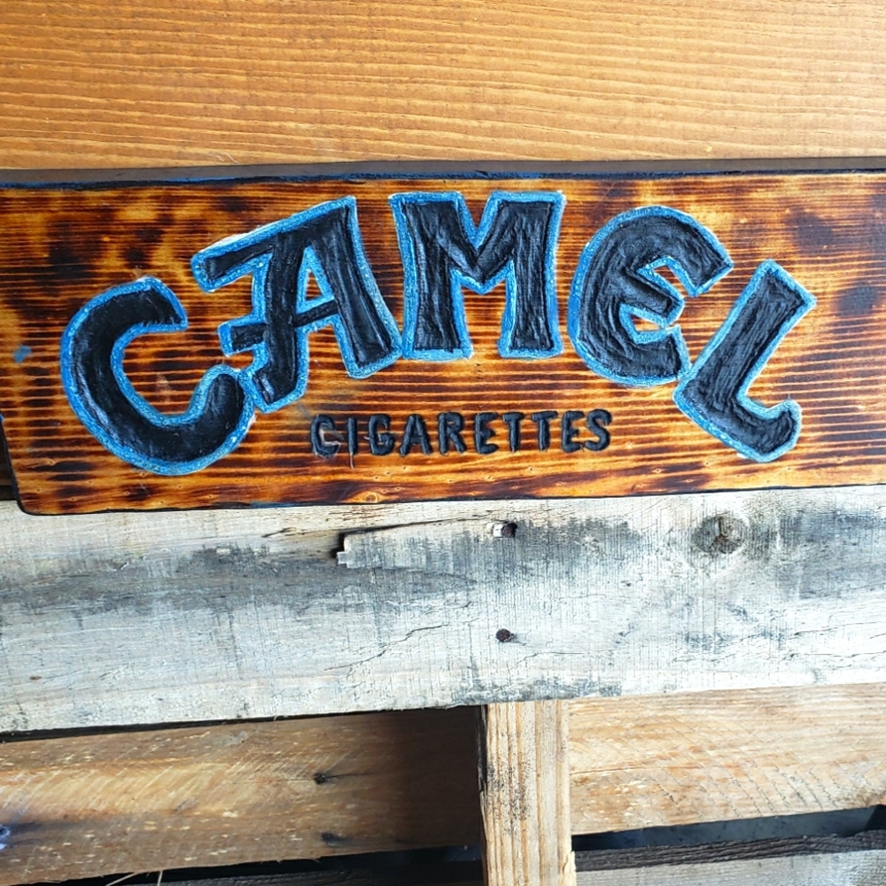 Camel Cigarettes wooden sign